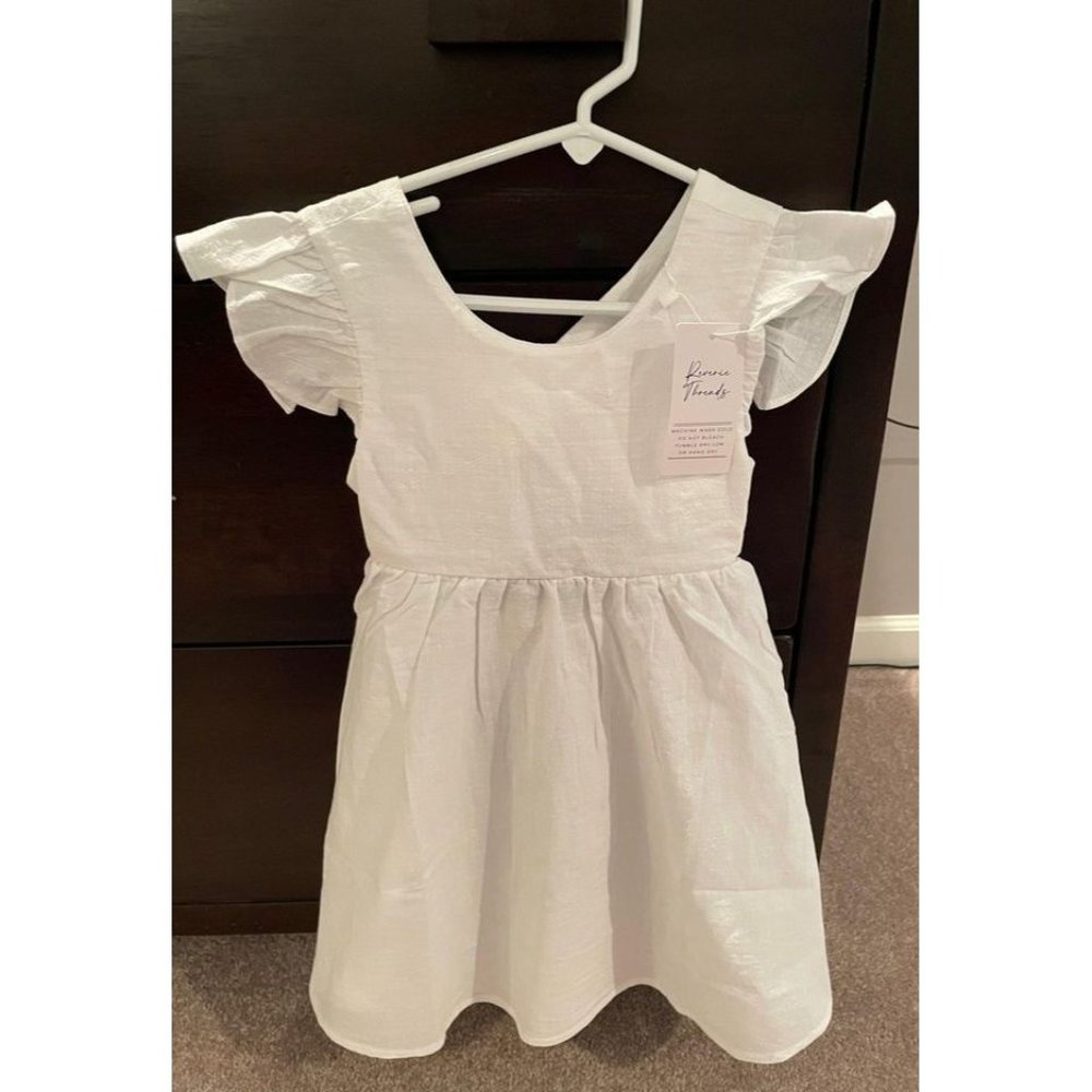 4T White linen Boutique Dress